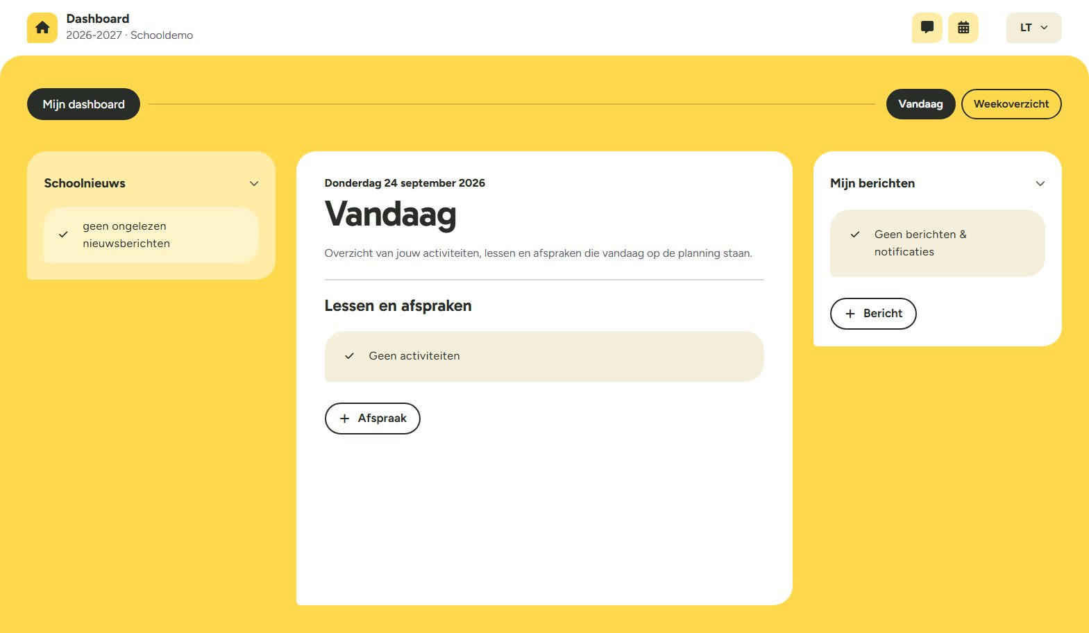 Het dashboard van een leerling in Edulas.